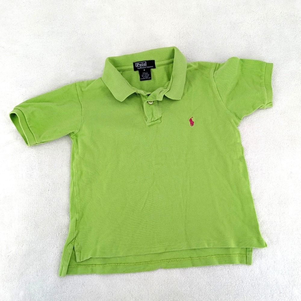 Polo Ralph Lauren Kids Lime Green Cotton Pique Short Sleeve Polo Shirt Size 6